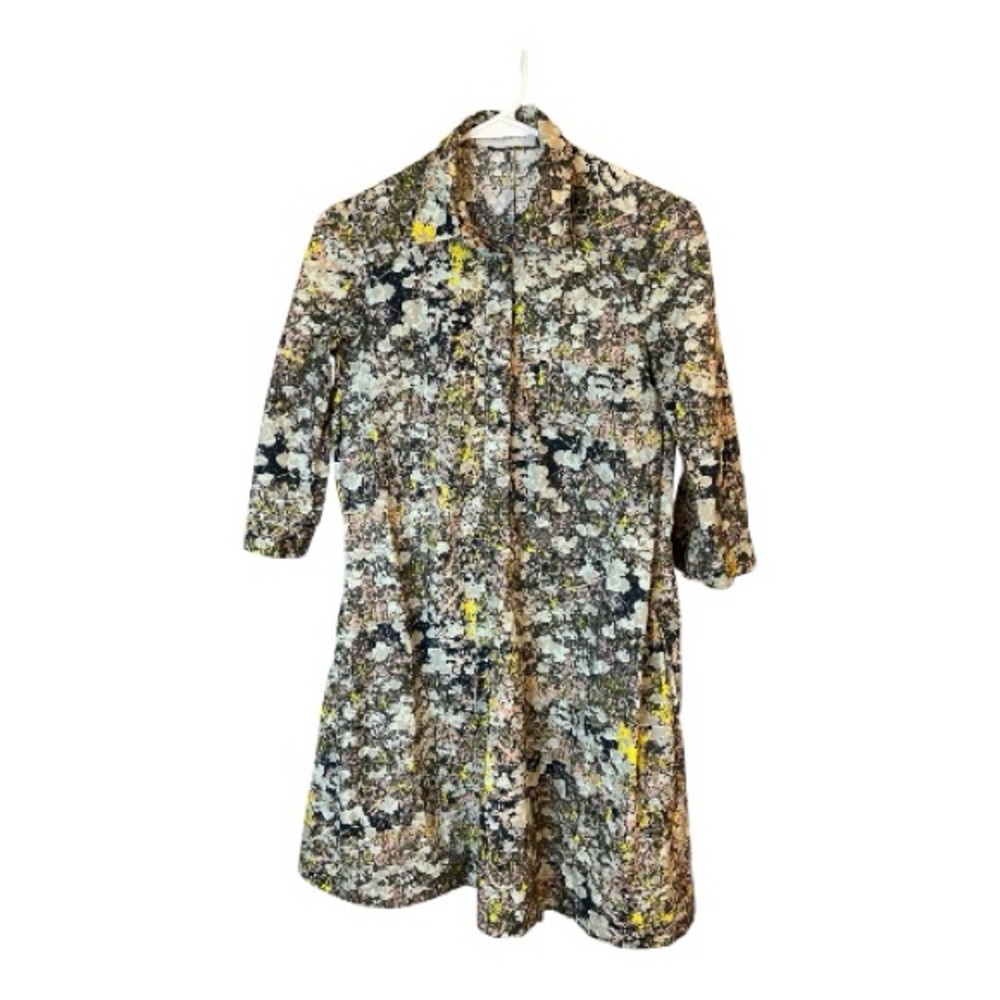 Cacharel Vtg 70’s 3/4 Sl Cotton Splatter Floral Print Mini Dress